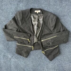 Philosophy Republic Clothing Blazer Jacket Womens Medium Black Open Front Zip